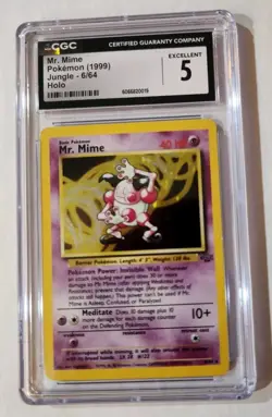 Vintage WOTC 1999 Pokemon Jungle Unlimited #6/64 Mr. Mime Holo CGC 5 EX - Image 1