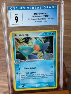 2006 Pokemon Ex Crystal Guardians Marshtomp Reverse Holo #24 CGC Mint 9 - Image 1