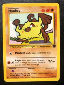 2000 Pokemon TCG Mankey 61/82 Team Rocket Regular Unlimited Common NM - Image 1
