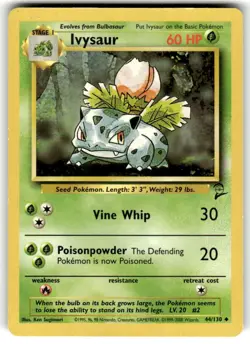 Pokemon TCG Ivysaur 44/130 Base Set 2 Uncommon Unlimited LP - Image 1