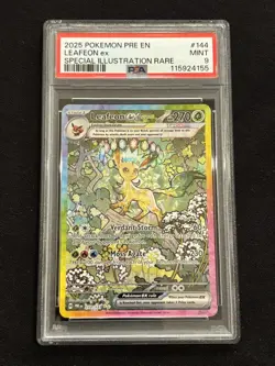 2025 POKEMON PRISMATIC EVOLUTIONS SPECIAL ILLUSTRATION RARE LEAFEON EX #144PSA 9 - Image 1