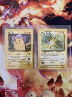 TCG POKEMON BASE SET - PIKACHU AND RAICHU HOLO - NM - VINTAGE RARE 1999 - Image 1