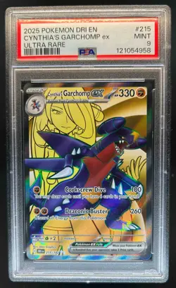 2025 Pokemon SV Destined Rivals Cynthia's Garchomp ex #215/182 PSA 9 - Image 1
