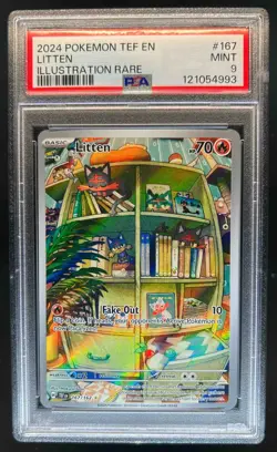 2024 Pokemon SV Temporal Forces Litten #167/162 PSA 9 - Image 1