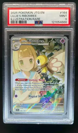 2025 Pokemon SV Journey Together Lillie's Ribombee #164/159 PSA 9 - Image 1