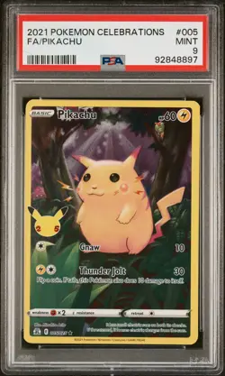 2021 Pokemon Celebrations Pikachu Full Art Holo PSA 9 Mint 005/025 - Image 1