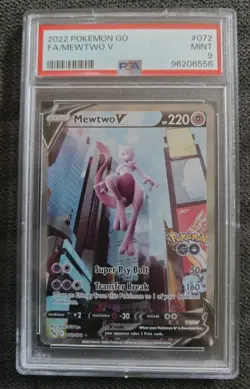 Pokemon TCG Mewtwo V 072/078 Pokemon GO Alt Art PSA 9 - Image 1