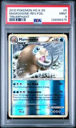 2010 POKEMON HEARTGOLD & SOULSILVER TRIUMPHANT #5 MAMOSWINE-REVERSE FOIL PSA 9 - Image 1