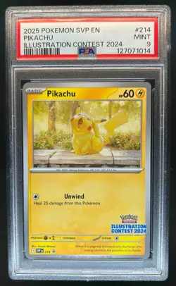 2023-25 Pokemon SV Black Star Promos SVP EN Pikachu #214 PSA 9 - Image 1