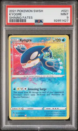 2021 POKEMON SWORD & SHIELD SHINING FATES #021 KYOGRE PSA 9 - Image 1