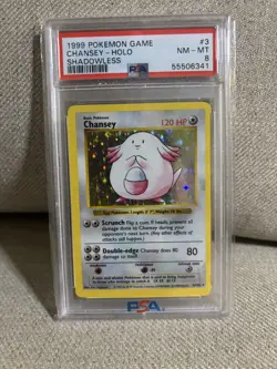 Pokemon Chansey Base Set Shadowless Holo Rare #3 PSA 8 - Image 1
