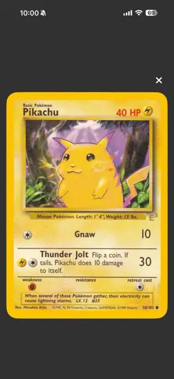1999 Pokemon Pikachu E3 Stamped Card Base Set 58/102 Yellow Cheeks - Image 1