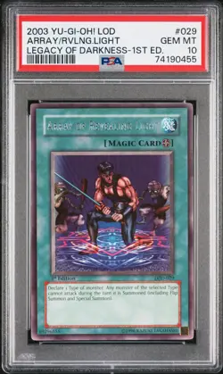 Array of Revealing Light 2003 Yu-Gi-Oh Gem Mint PSA 10 POP 5 1st LOD-029 RARE - Image 1