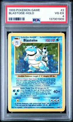 1999 POKEMON BASE SET UNLIMITED #2 BLASTOISE-HOLO PSA 4 - Image 1