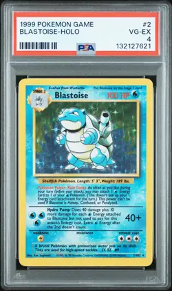 1999 Pokemon Blastoise #2 Base Set Holo PSA 4 - Image 1