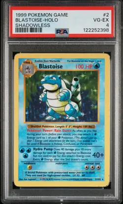 1999 Pokemon Base Set Shadowless Blastoise #2 Holo PSA 4 - Image 1
