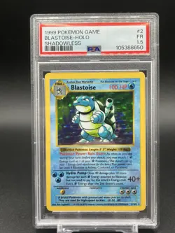 1999 POKEMON BASE SET SHADOWLESS #2 BLASTOISE-HOLO PSA 1.5 FR POP 4 - Image 1