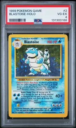1999 POKEMON BASE SET UNLIMITED #2 BLASTOISE-HOLO PSA 4 - Image 1