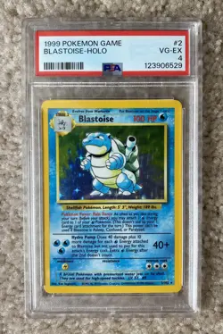 1999 POKEMON BASE SET UNLIMITED #2 BLASTOISE-HOLO PSA 4 - Image 1