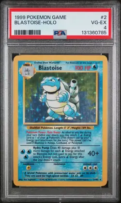 1999 POKEMON BASE SET UNLIMITED #2 BLASTOISE-HOLO PSA 4 - Image 1