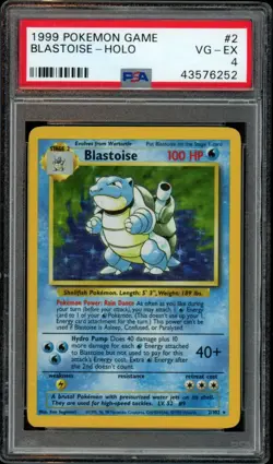 1999 POKEMON BASE SET UNLIMITED #2 BLASTOISE-HOLO PSA 4 - Image 1