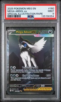 2025 POKEMON MEG EN-MEGA EVOLUTION SPECIAL ILLUSTRATION RARE MEGA ABSOL EX PSA 9 - Image 1