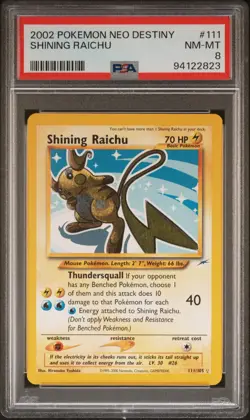 PSA 8 NM-MT 2002 POKEMON NEO DESTINY #111 SHINING RAICHU UNLIMITED - Image 1