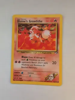 Blaine's Growlithe 62/132 Common Gym Challenge Pokemon Card WOTC - NM Near Mint - Image 1