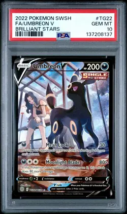 2022 POKEMON SWORD & SHIELD BRILLIANT STARS #TG22 FULL ART/UMBREON V PSA 10 - Image 1