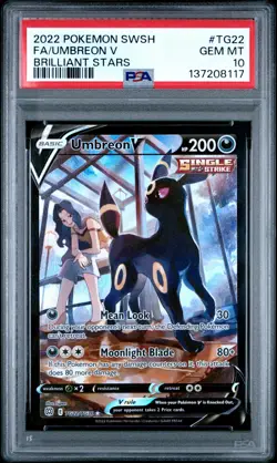 2022 POKEMON SWORD & SHIELD BRILLIANT STARS #TG22 FULL ART/UMBREON V PSA 10 - Image 1