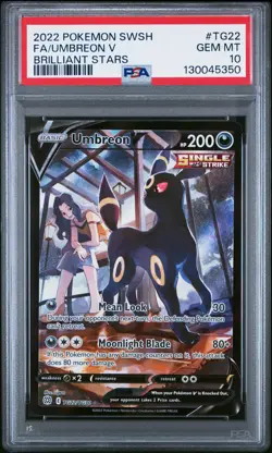 2022 POKEMON SWORD & SHIELD BRILLIANT STARS #TG22 FULL ART/UMBREON V PSA 10 - Image 1