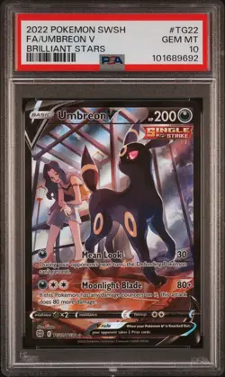 2022 POKEMON SWORD & SHIELD BRILLIANT STARS #TG22 FULL ART/UMBREON V PSA 10 - Image 1