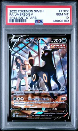2022 POKEMON SWORD & SHIELD BRILLIANT STARS #TG22 FULL ART/UMBREON V PSA 10 - Image 1