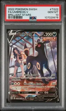 2022 POKEMON SWORD & SHIELD BRILLIANT STARS #TG22 FULL ART/UMBREON V PSA 10 - Image 1