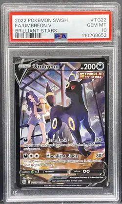 2022 POKEMON SWORD & SHIELD BRILLIANT STARS #TG22 FULL ART/UMBREON V PSA 10 - Image 1