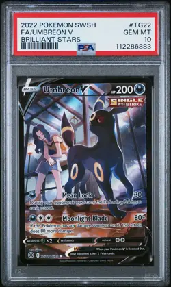 2022 POKEMON SWORD & SHIELD BRILLIANT STARS #TG22 FULL ART/UMBREON V PSA 10 - Image 1