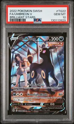 2022 POKEMON SWORD & SHIELD BRILLIANT STARS #TG22 FULL ART/UMBREON V PSA 10 - Image 1