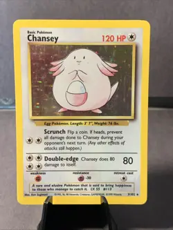Pokemon TCG: Chansey Holo Rare Card 3/102 Base Set Unlimited VTG WOTC LP Miscut - Image 1