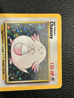 Pokemon TCG Chansey 3/102 Base Set Holo Rare Card Vintage LP - Image 2