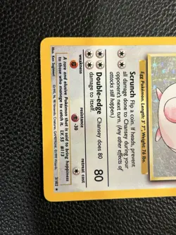 Pokemon TCG Chansey 3/102 Base Set Holo Rare Card Vintage LP - Image 3