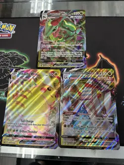 Pokemon TCG JUMBO LOT Rayquaza VMAX & Pikachu VMAX & Duraludon Vmax - Image 1