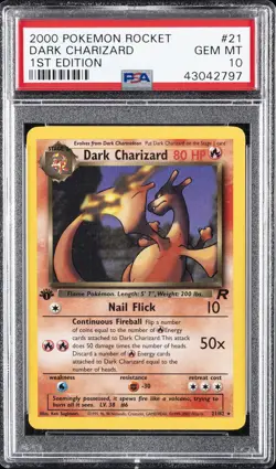 2000 POKEMON ROCKET 1ST EDITION #21 DARK CHARIZARD PSA 10 - Image 1