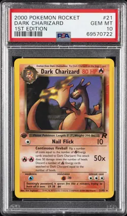 2000 POKEMON ROCKET 1ST ED #21 DARK CHARIZARD PSA 10 - Image 1