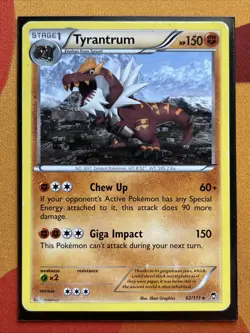 Pokemon Card - Tyrantrum - Regular Rare (62/111) XY Furious Fists *DMG* - Image 1