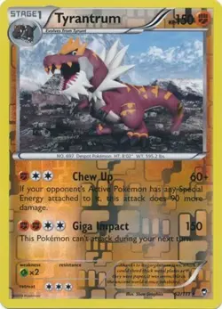 Moderately Played Tyrantrum - 62/111 - Rare - Reverse Holo Pokemon Furious Fists - Image 1