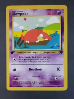 1st Edition Slowpoke 67/82 Team Rocket Pokemon Card - Image 1