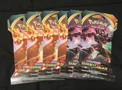Pokemon Card Booster Pack TCG 6packs Darkness Ablaze sword and shield - Image 1