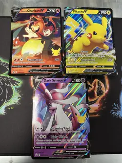 Pokemon Jumbo Card Lance’s Charizard V & Pikachu V & Dark Sylveon V - Image 1