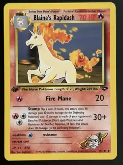 Pokemon Card Blaine's Rapidash 33/132 1st Edition Gym Challenge - Image 1
