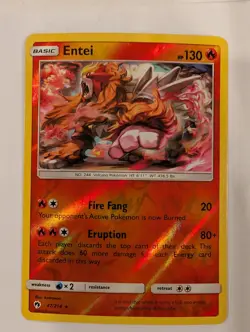 Entei 47/214 SM Lost Thunder Pokemon Reverse Holo Foil Nice! - Image 1